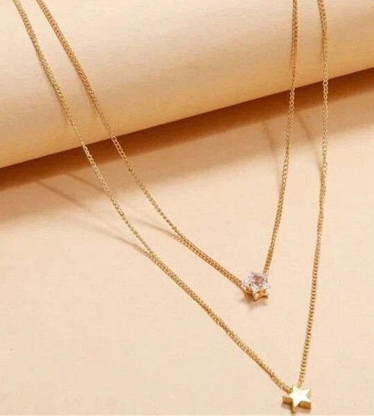 Shining Diva Fashion Gold Plated Crystals Chain