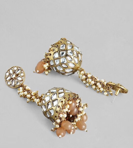 Rubans Silver-Toned & Gold-Toned Dome Shaped Jhumkas