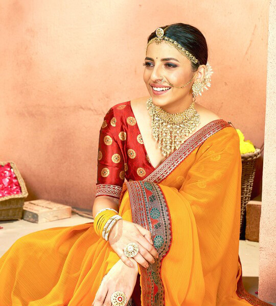 Mitera Pure Georgette Saree With Blouse Piece